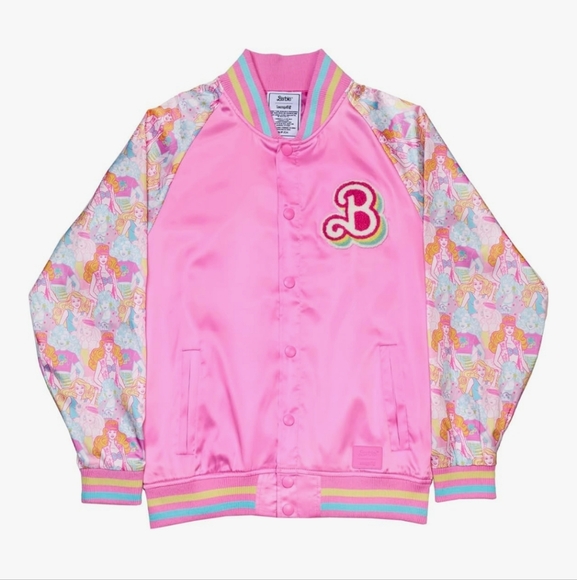 Barbie Jackets & Blazers - Loungefly Barbie™ 65th Anniversary Pink‎ Unisex Collectors Rare Bomber Jacket